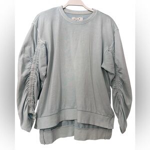 Grey State Larson Pullover Light Blue Sweatshirt Ruched Sleeves S